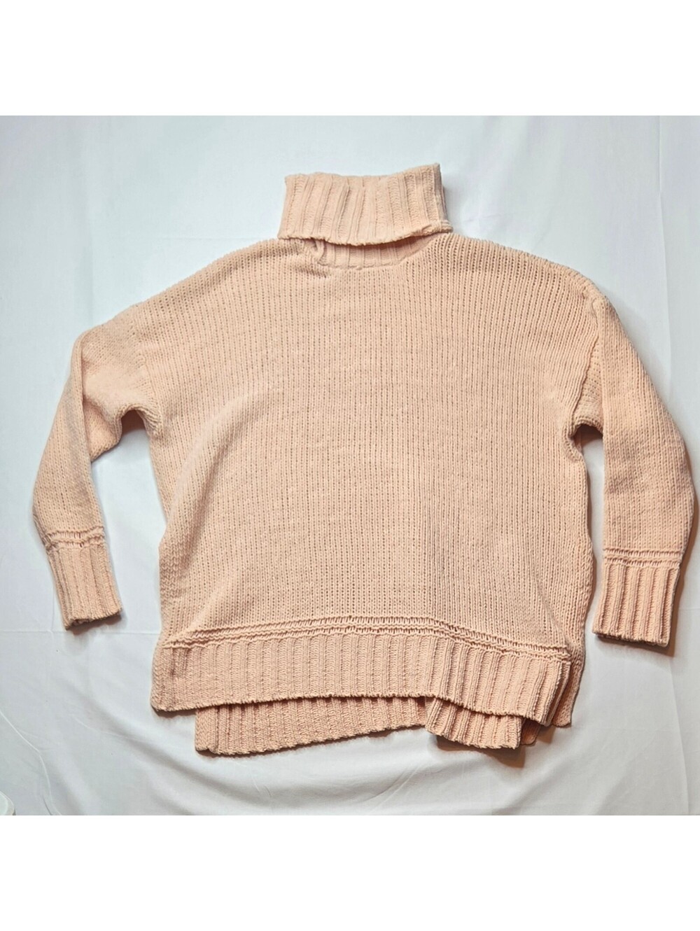 Aerie Oversized Chenille Turtleneck Sweater Peach Pink Small
